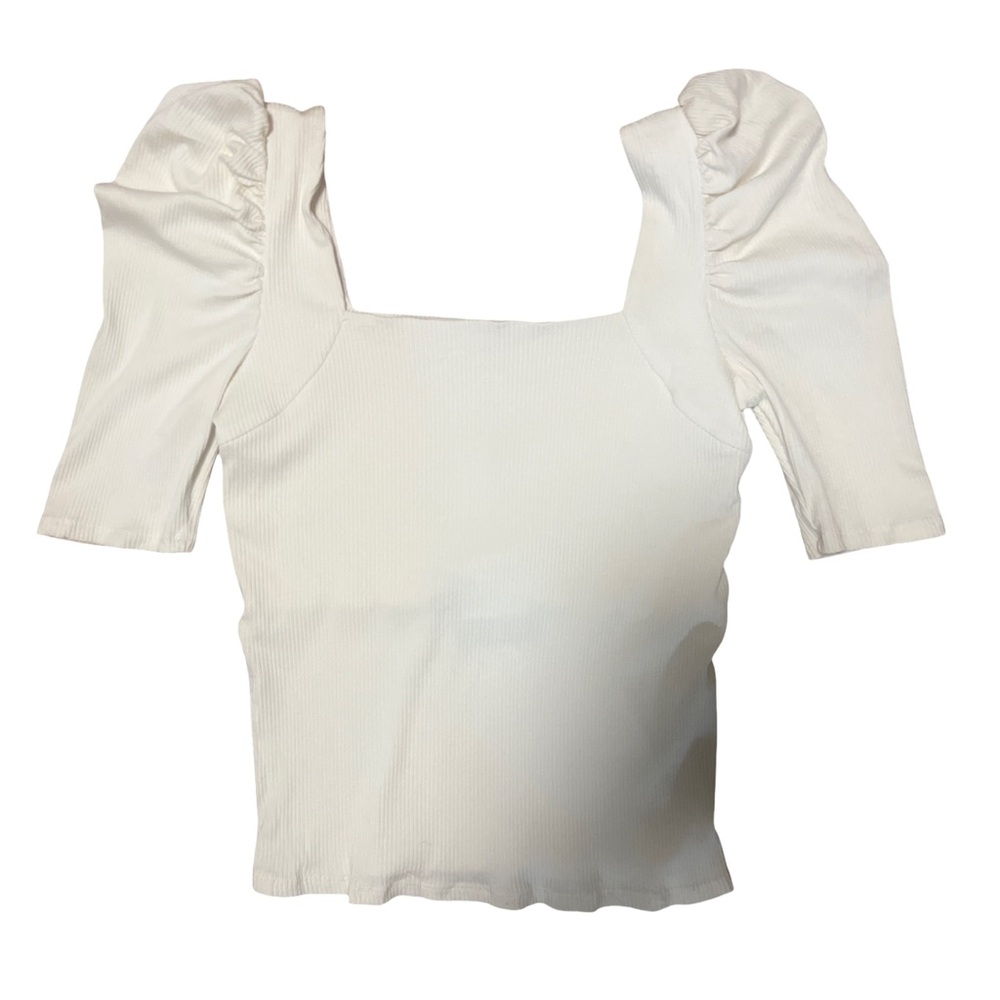 NWT Joe’s Jeans Cream Puff Sleeve Ribbed Top Size small - Picture 1 of 5
